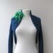 Knit shrug bolero jacket - Saphire blue mohair - long sleeves - EXPRESS SHIPPING - Fall Fashion