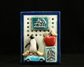 Ceramic Tile, Penguin with Apple and VW