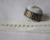 French Linen Trim with Ladder Stitch - Cream