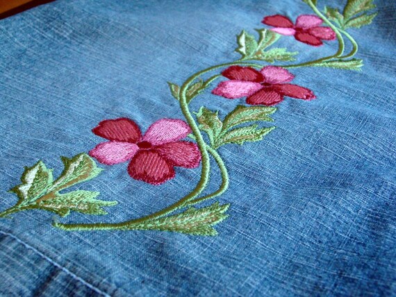 Pink Fleur Reclaimed Denim Skirt