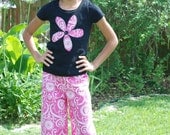 Pink Damask Ruffle Pant and Applique Tank Set...Girls Custom Size 2 to 5...girls spring fashion..Handmade by Sheree's Atelier