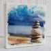 BALANCE Encaustic Photo Painting Beach Rocks Ocean Blue Sky Rain Clouds Meditation YOGA Art