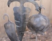 Metal Garden Markers - Set of 3 - Any Veggie - Handforged Metal  Welcome Spring - Lets Get Planting