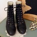 Vintage 80s Black Leather LAREDO Roper Boots FRINGE M 5.5 W 7 7.5
