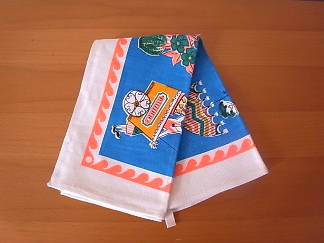 Vintage Girl Vender Tea Towel Blue