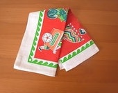 Vintage Girl Vender Tea Towel Red