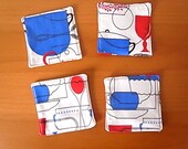 Handmade Upcycled Coasters With Kitchen Themed Vintage Fabric