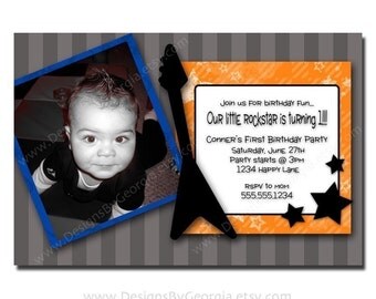 Rock Star Printable Photocard or Invitation Custom COLORS Available