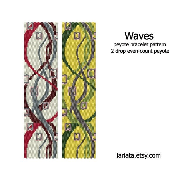 Waves - 2Drop Peyote Bracelet Pattern - INSTANT DOWNLOAD