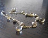 Citrine bracelet,  gemstone and stardust bracelet, adjustable dainty bracelet, custom bridesmaids jewelry, wedding jewelry