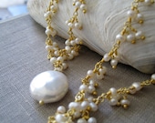 Pearl necklace, Bridal Jewelry, wedding party jewelry, bridesmaid gifts, freswater pearls, dainty white pearl necklace