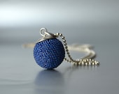 big beaded sphere pendant in indigo blue