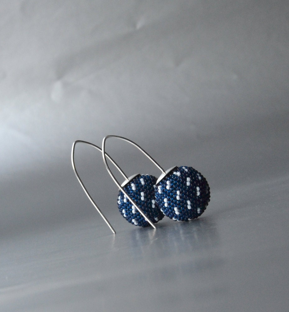 Blue white earrings