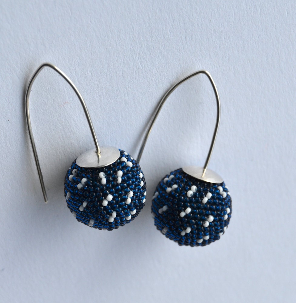 Blue white earrings
