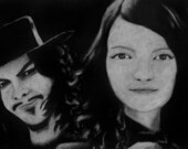 The White Stripes 9x12 ORIGINAL PAINTING- art, black and white, music, band, rock, singer, musician