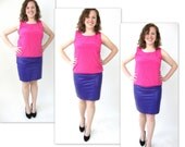 Vintage Leather Skirt / Purple 80s