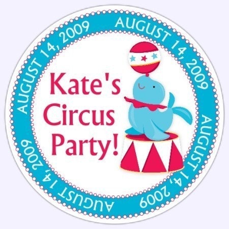 Custom Circus Birthday Labels, Stickers - Personalized for YOU