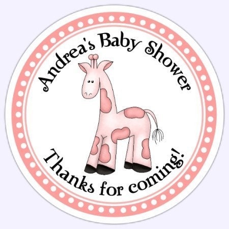Pink Giraffe Baby Shower Labels, Custom Pink Baby Shower Stickers - Personalized for YOU