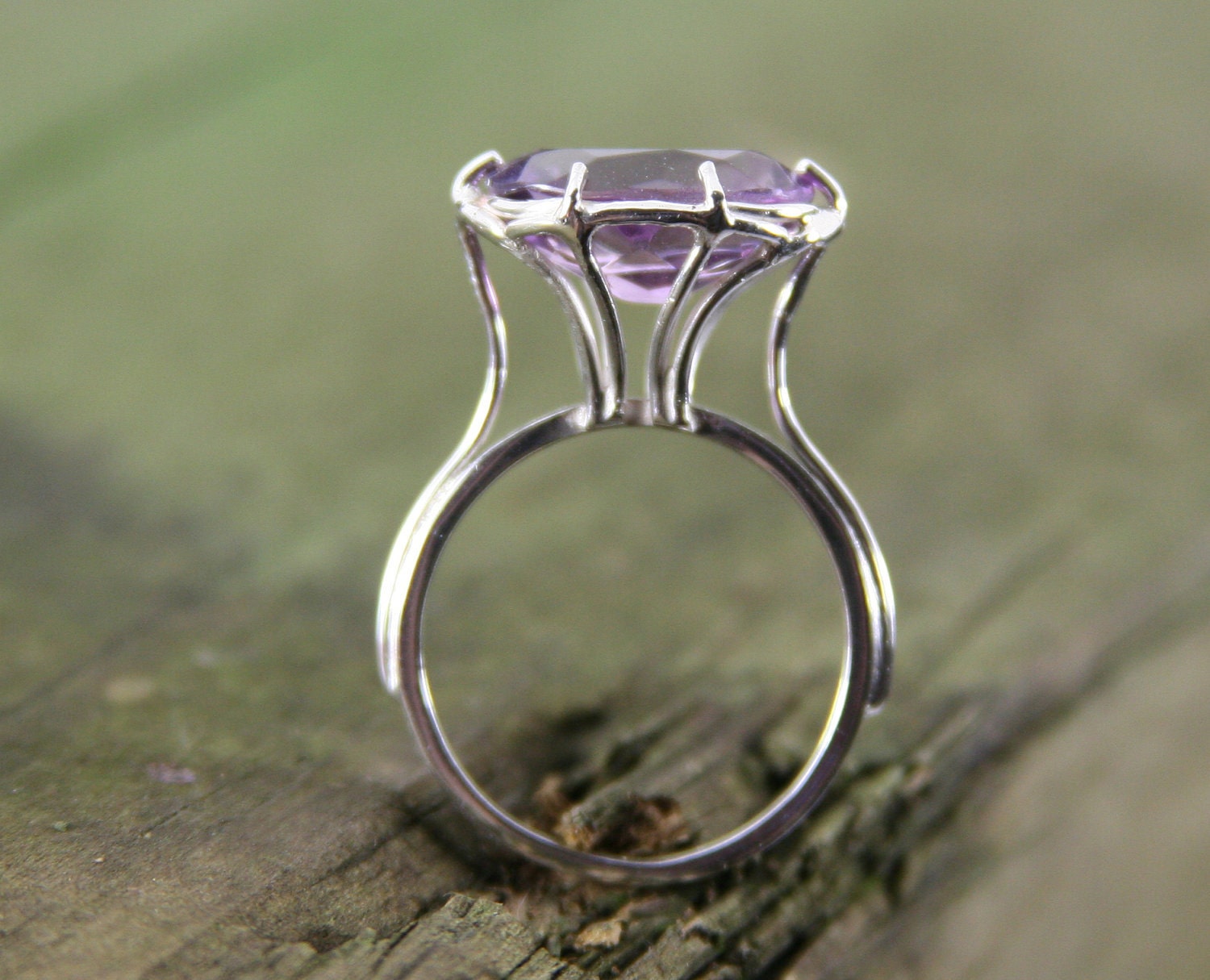 Statement Ring, Large Amethyst Ring, Cocktail Ring, Handcrafted Sterling Silver Designer Ring, Rock Star Series