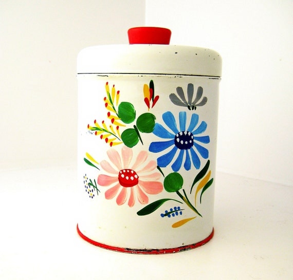 Colorful Vintage Metalware Tin Kitchen Canister