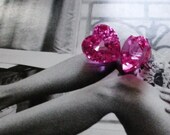 Matched Pair Loose Hot Pink Synthetic Sapphires Hearts 9x9mm