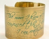 Jane Austen Sense and Sensibility Literary Brass Bracelet Cuff A Man Whom I Can Really Love