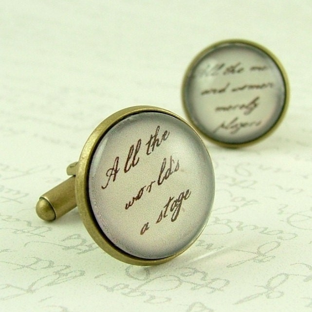 Shakespeare Cufflinks - All The World's A Stage - Literary Cuff Links - Thespian Gift