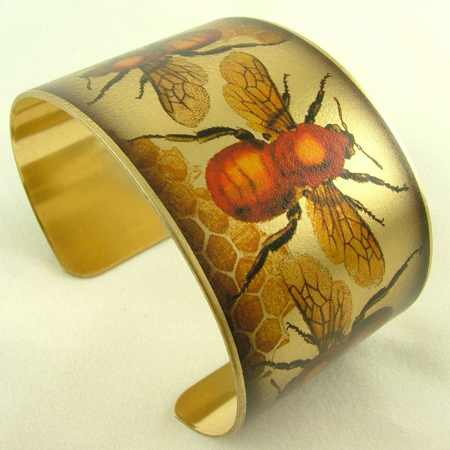 Humble Bumble Honey Bee Brass Cuff Bracelet - Charles Darwin Insect Jewelry