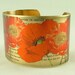 Poppy Flower Brass Cuff Bracelet - Pretty Orange Poppies