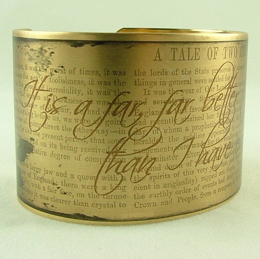 A Tale of Two Cities by Charles Dickens 'It is a far, far bettter thing that I do' Literary Brass Cuff
