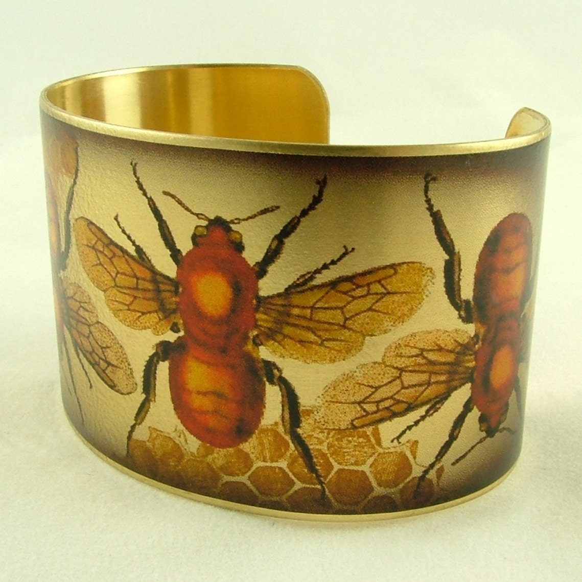 Humble Bumble Honey Bee Brass Cuff Bracelet - Charles Darwin Insect Jewelry