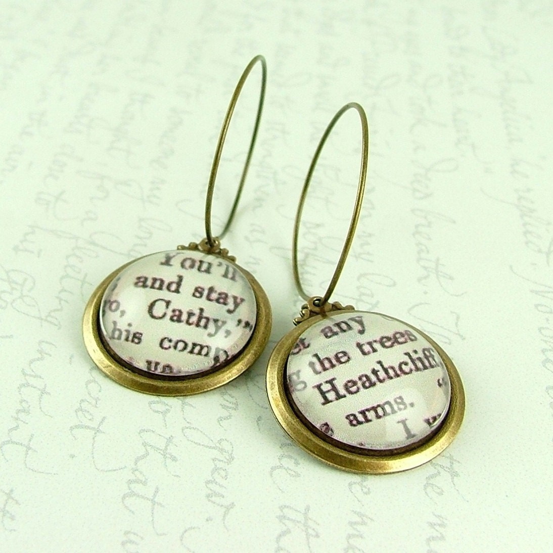 Heathcliff and Cathy Earrings - Wuthering Heights Literary Book Quote Jewelry
