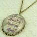 Shakespeare Jewelry - Midsummer Night's Dream Literary Glass Necklace - My Heart Is True As Steel