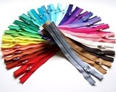 SALE 25 Assorted 6 Inch ykk Zippers cherry orange peach rust sky blue apple green black white gray chocolate brown