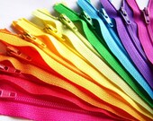 8 Inch BRIGHTS ykk zipper sampler pack 10 pcs cherry red orange sunshine yellow apple green blue purple magenta