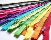 Zipper Assortment -16 Inch Ykk Zippers- 25 different colors- bright, light and neutral colors for bags, purses, pouches, dresses etc.