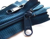 Five Navy Blue  14 Inch Ykk Purse Zippers Color 919  with a Long Handbag Pull