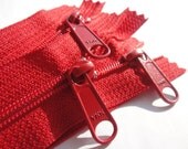8 Inch YKK Long Handbag Pull Purse Zippers Color 519 RED (5) Pieces