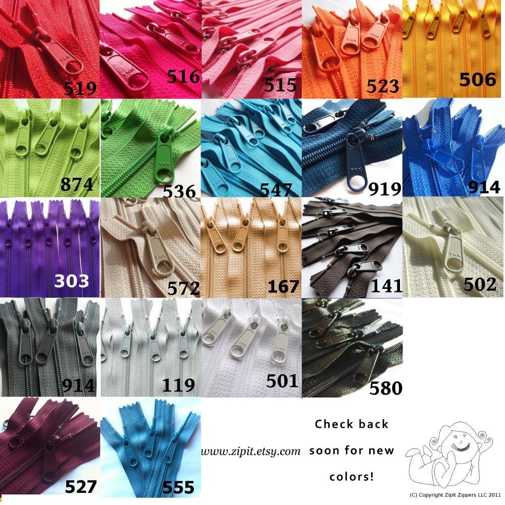 9 Inch 4.5 Ykk Purse Zippers with a Long Handbag Pulls Mix and Match Your Choice of 10 Zippers