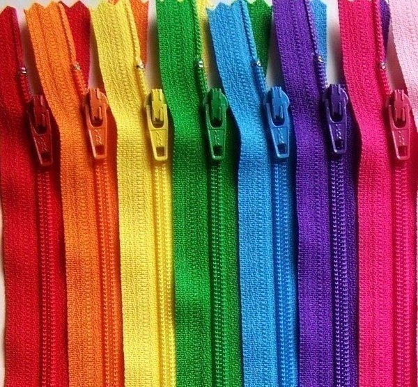 14 Inch Ykk Zipper Rainbow Sampler Pack 10 pcs red orange yellow green blue purple pink black white