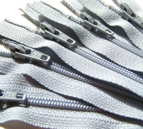 Ten Gray 14 Inch YKK Zippers Color 119