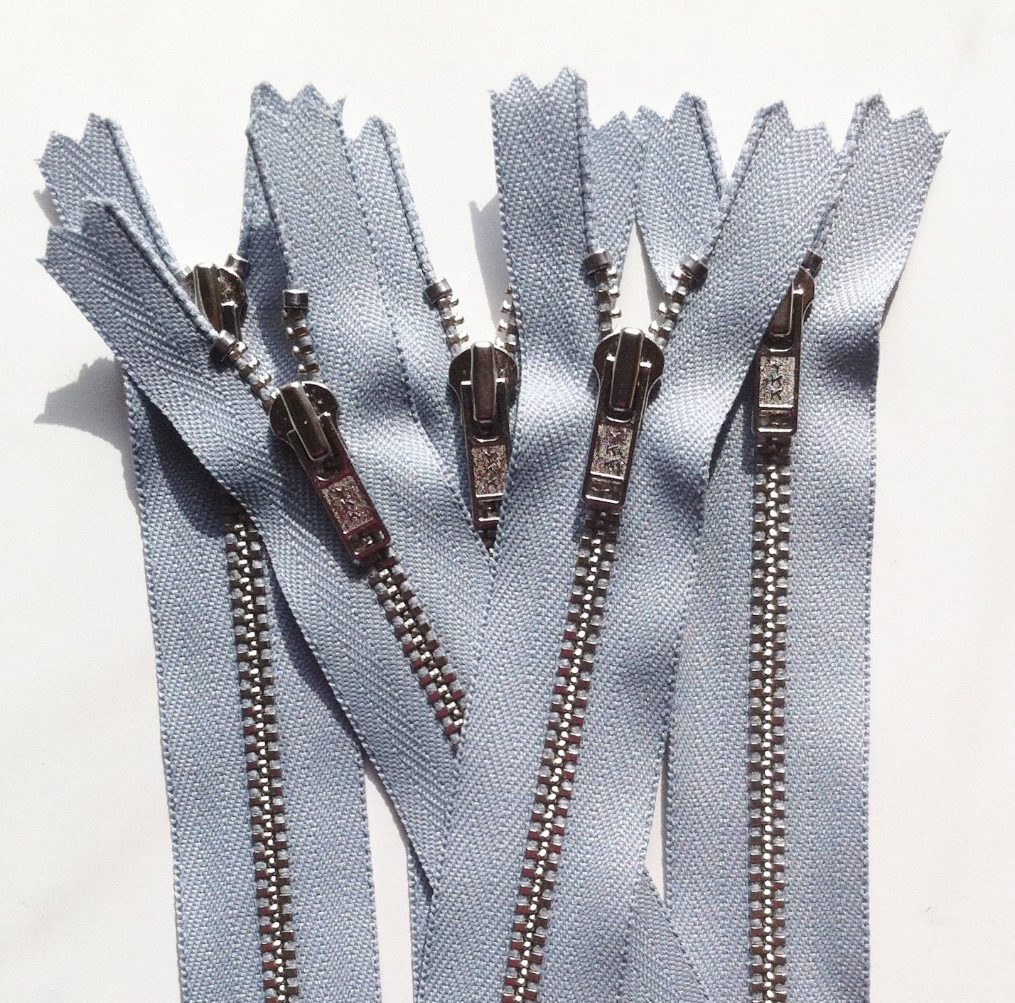 Metal Zippers- 12 inch closed bottom ykk nickel teeth zips- (5) pieces - Grey 119