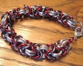 Aluminum Jump Ring Bracelet Red, Gray and Silver