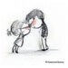 Clink illustration print - rosy pink cheeks nerds kissing - perfect gift for your love, a wedding, valentine, or anniversary