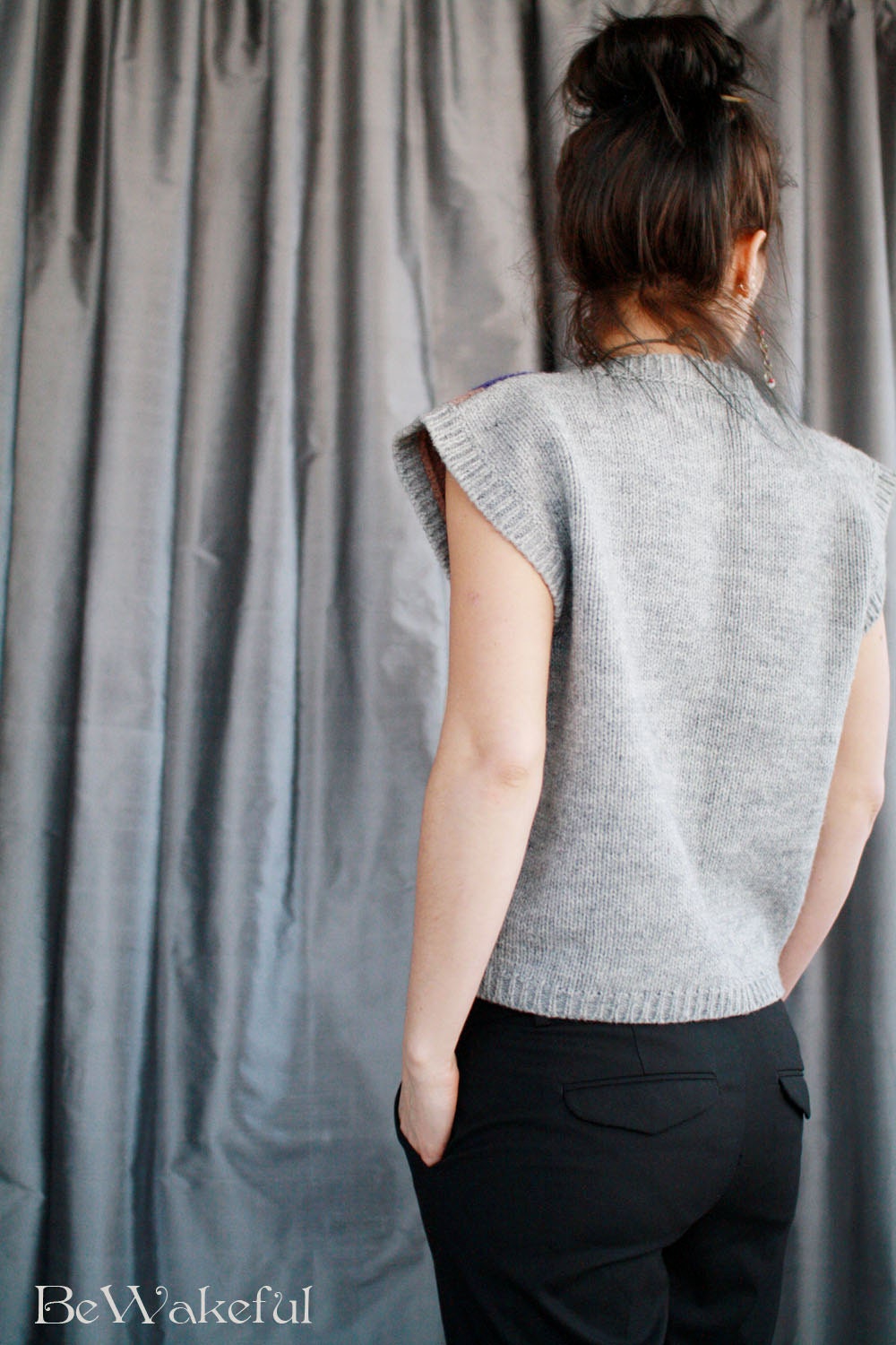 Cropped Wool 1980s Neon Geometry