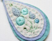 Cool Blue Felt Floral Pendant Necklace