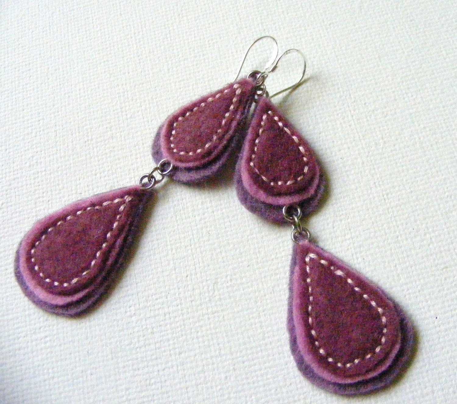 Shades of Plum Double Teir Felt Earrings
