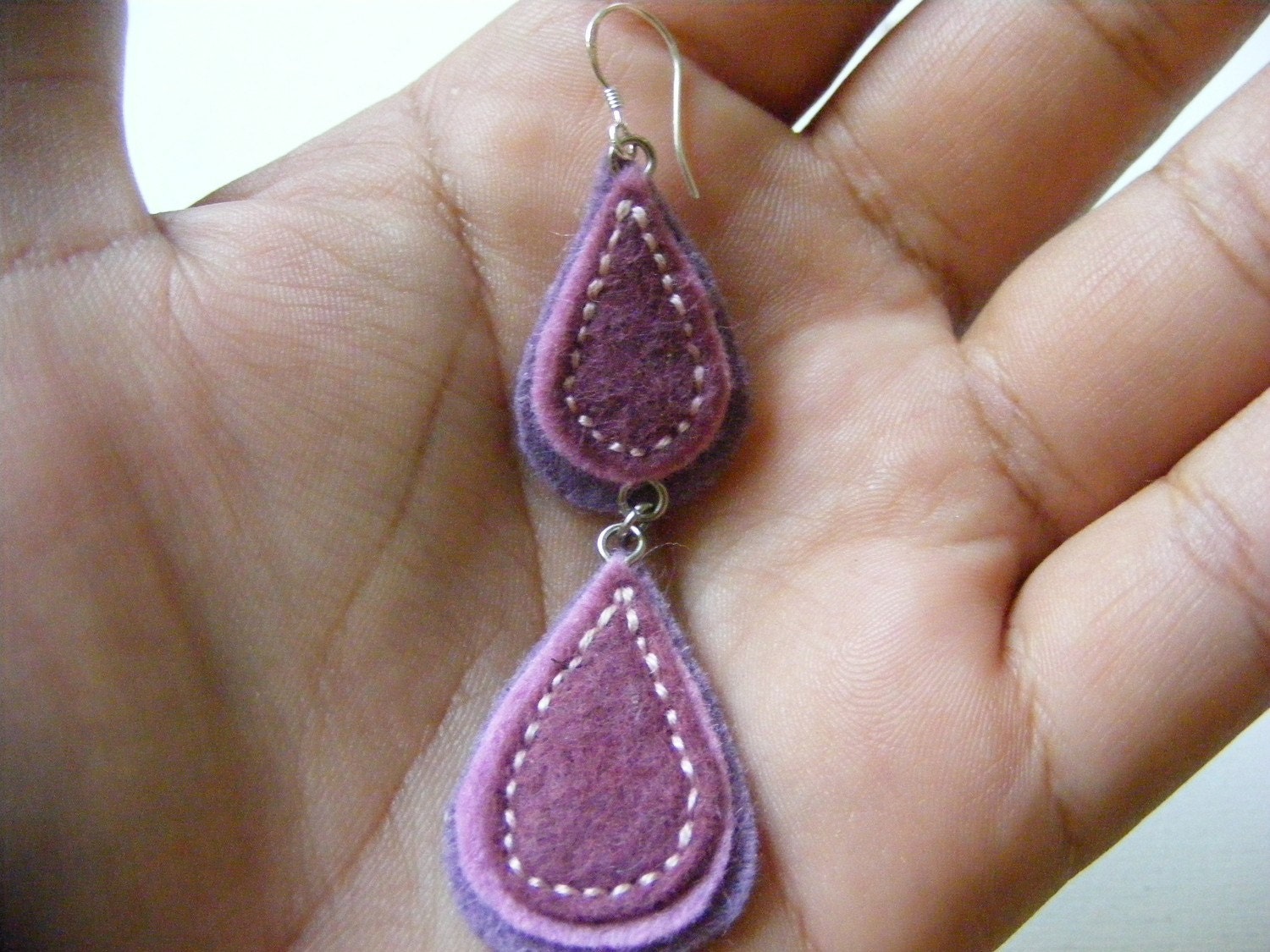 Shades of Plum Double Teir Felt Earrings