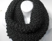 Knit Cowl - The Dreamer -  Ready to Ship - CHARCOAL GRAY - Circle Scarf - Circular Scarf