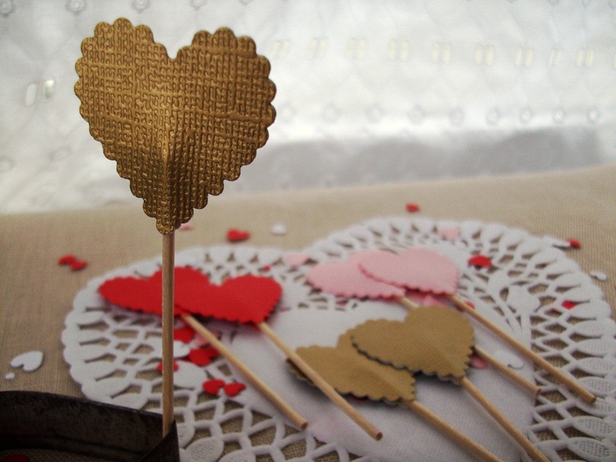Heart Cake Topper Decorations, Valentine's Day Party Decoration, Wedding Cake Toppers